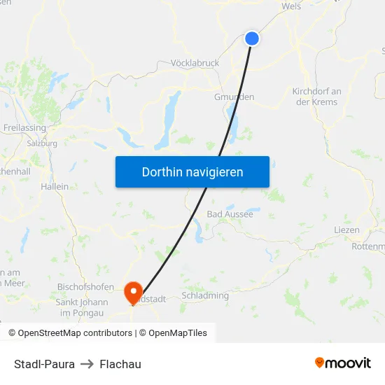 Stadl-Paura to Flachau map