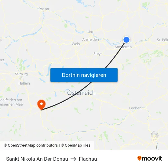 Sankt Nikola An Der Donau to Flachau map