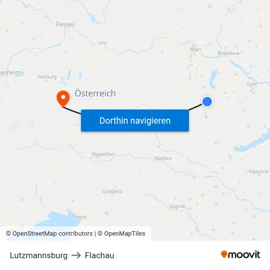 Lutzmannsburg to Flachau map
