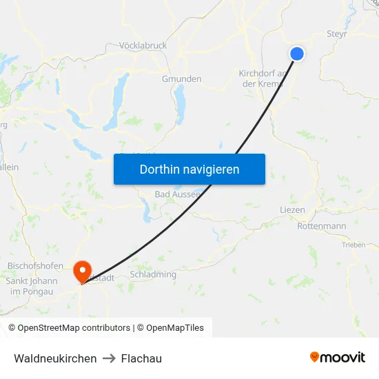 Waldneukirchen to Flachau map