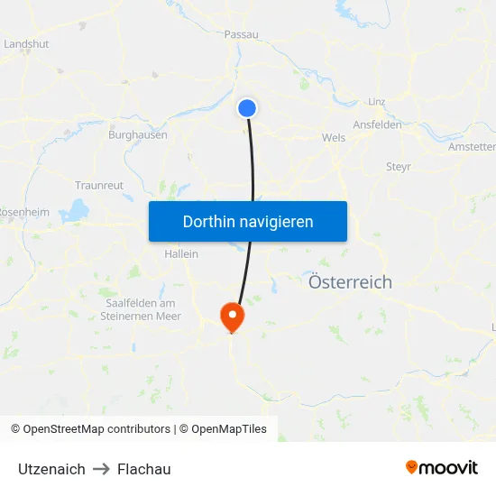 Utzenaich to Flachau map