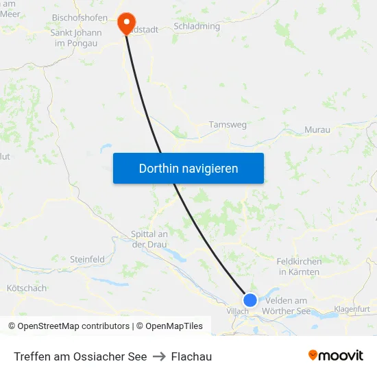 Treffen am Ossiacher See to Flachau map
