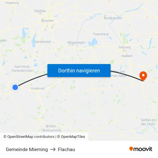 Gemeinde Mieming to Flachau map