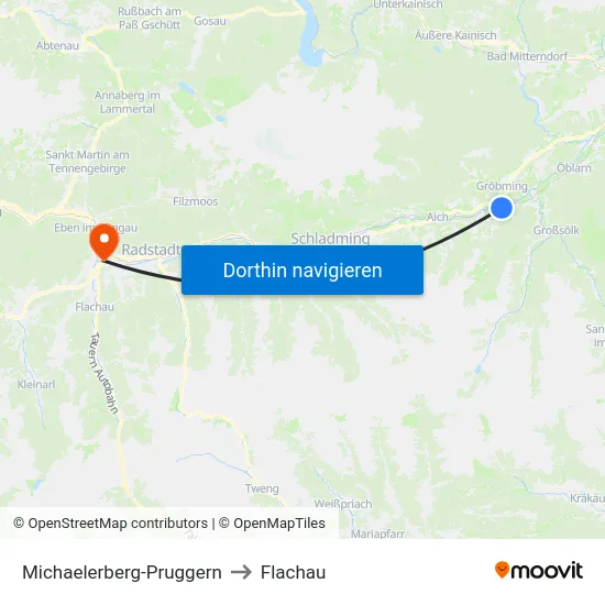Michaelerberg-Pruggern to Flachau map