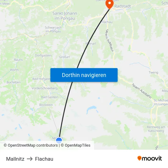 Mallnitz to Flachau map