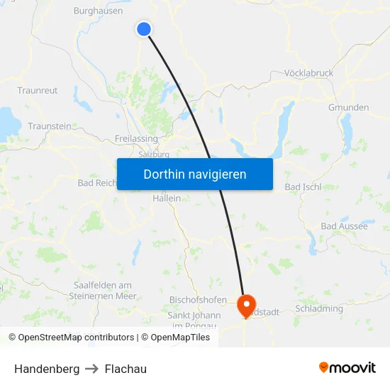 Handenberg to Flachau map