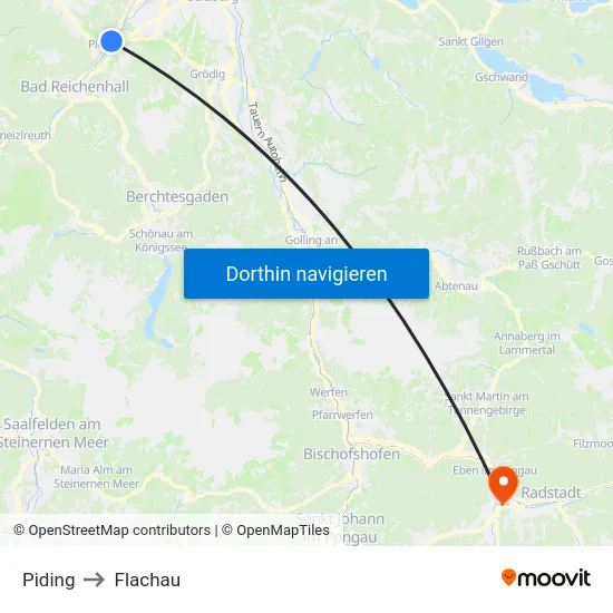 Piding to Flachau map