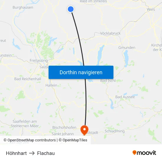 Höhnhart to Flachau map