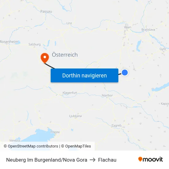 Neuberg Im Burgenland/Nova Gora to Flachau map