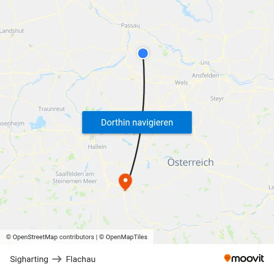 Sigharting to Flachau map