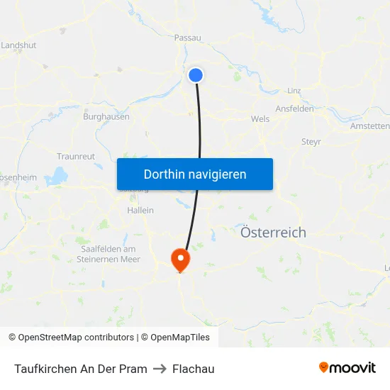 Taufkirchen An Der Pram to Flachau map