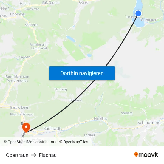 Obertraun to Flachau map
