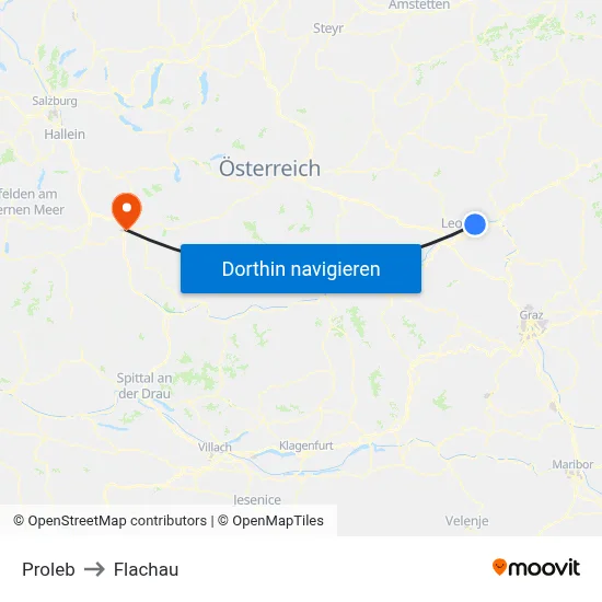 Proleb to Flachau map