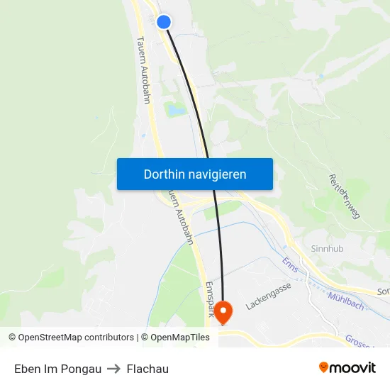Eben Im Pongau to Flachau map
