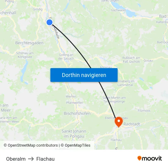 Oberalm to Flachau map