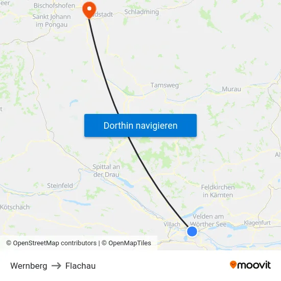 Wernberg to Flachau map