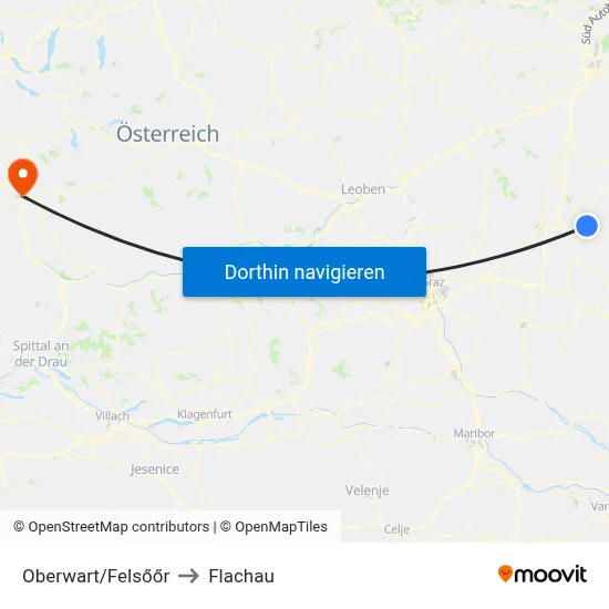 Oberwart/Felsőőr to Flachau map