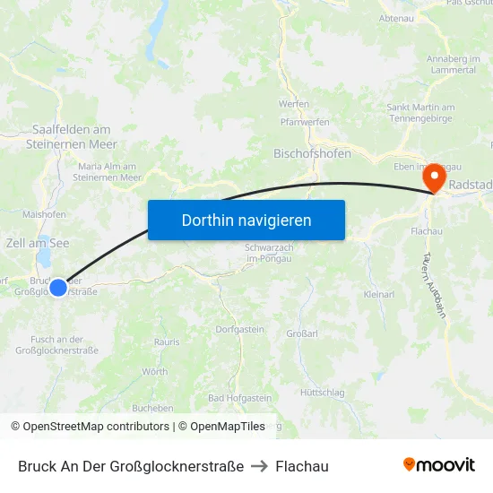 Bruck An Der Großglocknerstraße to Flachau map