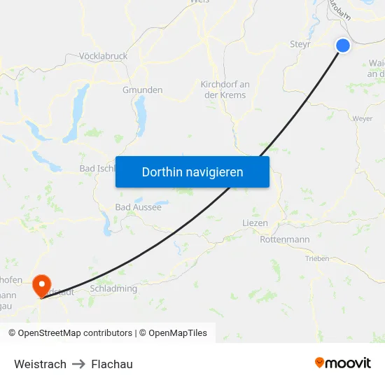Weistrach to Flachau map
