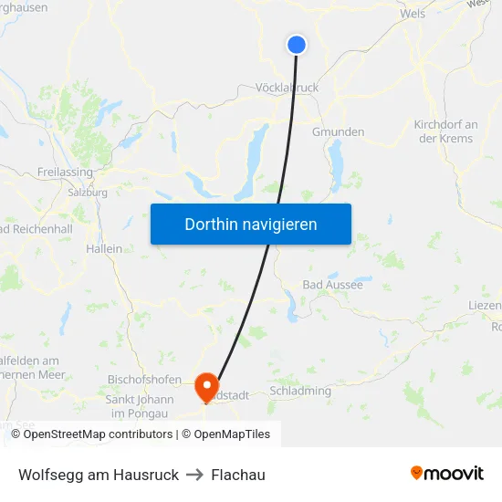 Wolfsegg am Hausruck to Flachau map