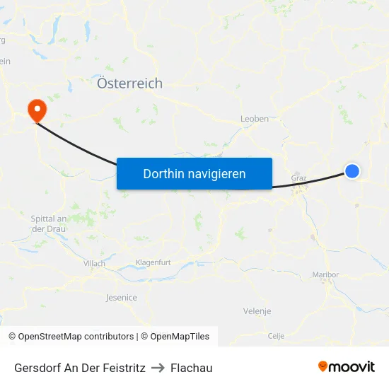 Gersdorf An Der Feistritz to Flachau map