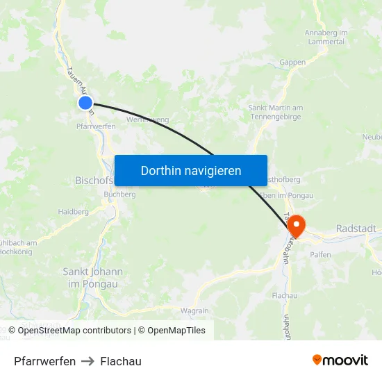 Pfarrwerfen to Flachau map