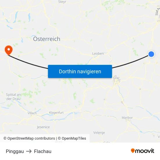 Pinggau to Flachau map