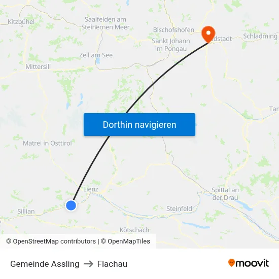 Gemeinde Assling to Flachau map