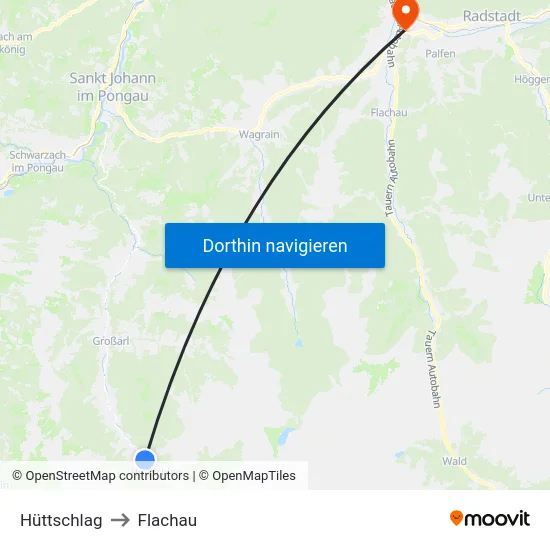 Hüttschlag to Flachau map