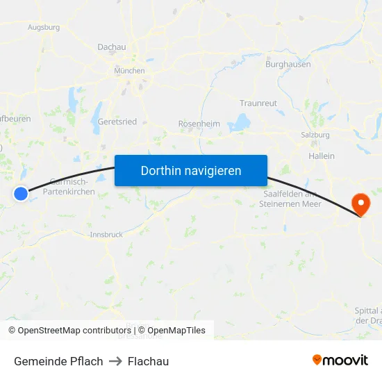 Gemeinde Pflach to Flachau map