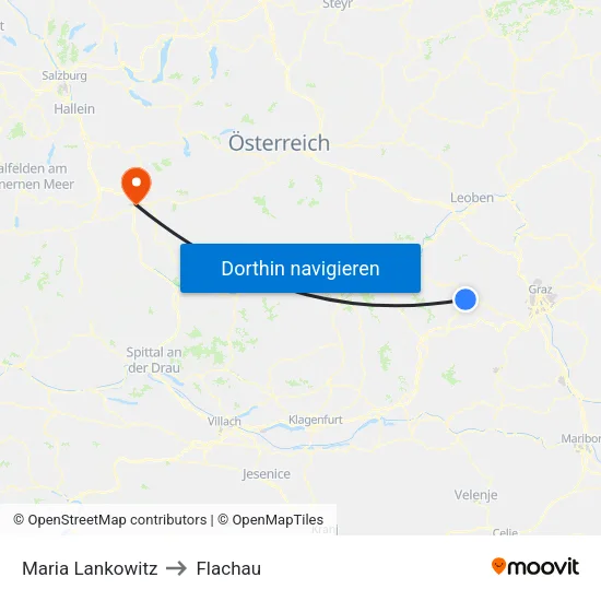 Maria Lankowitz to Flachau map