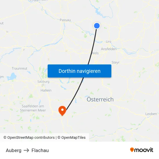 Auberg to Flachau map