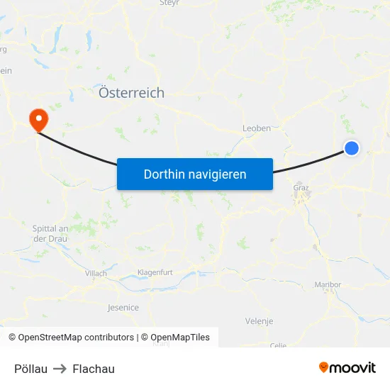 Pöllau to Flachau map