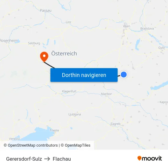 Gerersdorf-Sulz to Flachau map