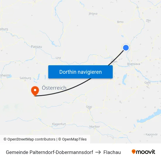 Gemeinde Palterndorf-Dobermannsdorf to Flachau map
