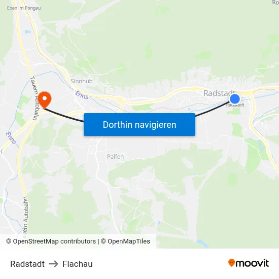 Radstadt to Flachau map