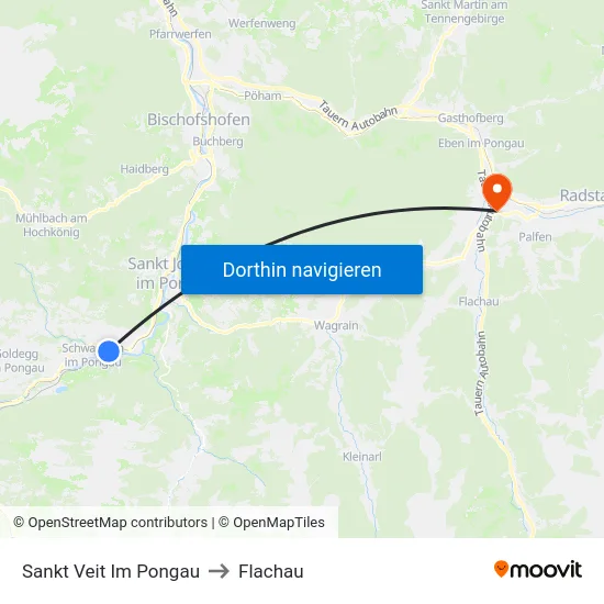 Sankt Veit Im Pongau to Flachau map