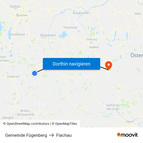 Gemeinde Fügenberg to Flachau map