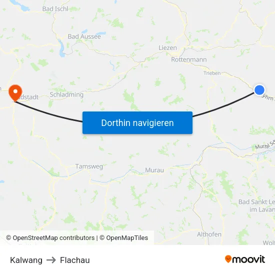 Kalwang to Flachau map