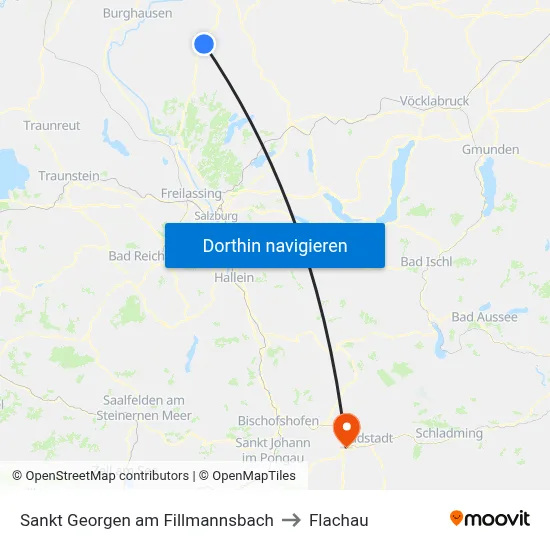 Sankt Georgen am Fillmannsbach to Flachau map