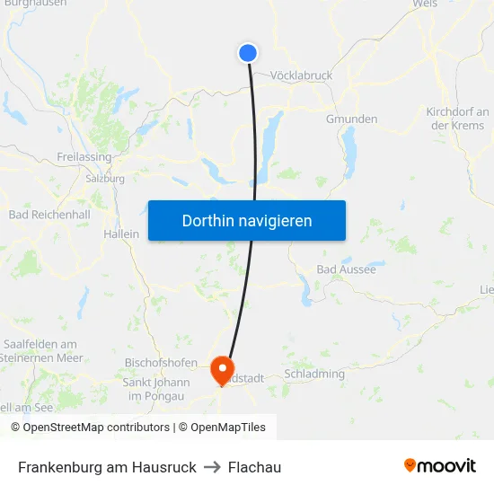 Frankenburg am Hausruck to Flachau map