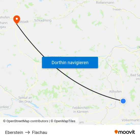 Eberstein to Flachau map