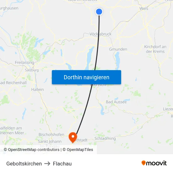 Geboltskirchen to Flachau map