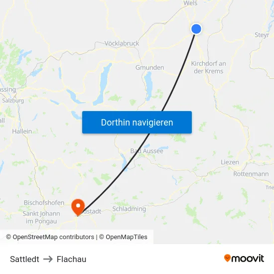 Sattledt to Flachau map