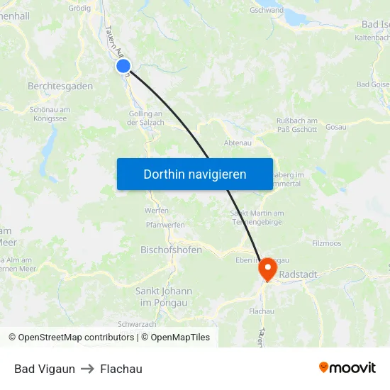 Bad Vigaun to Flachau map