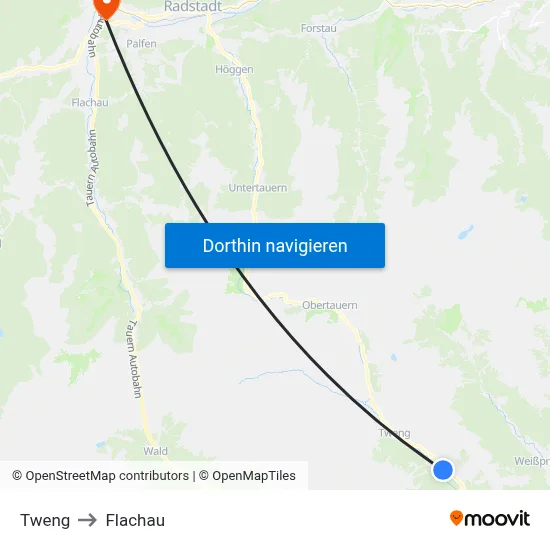Tweng to Flachau map