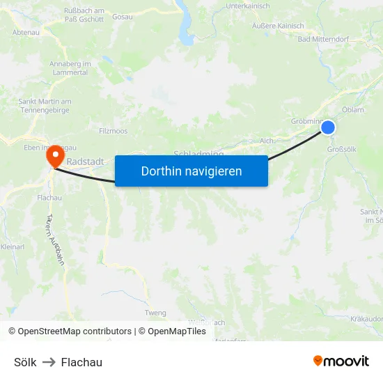 Sölk to Flachau map
