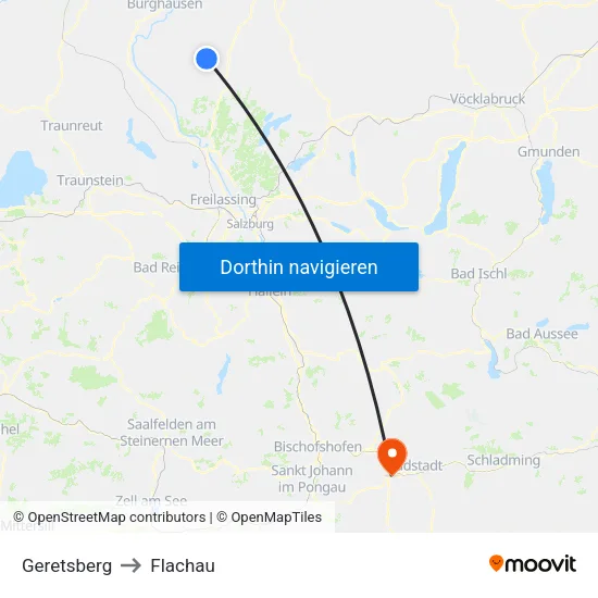 Geretsberg to Flachau map