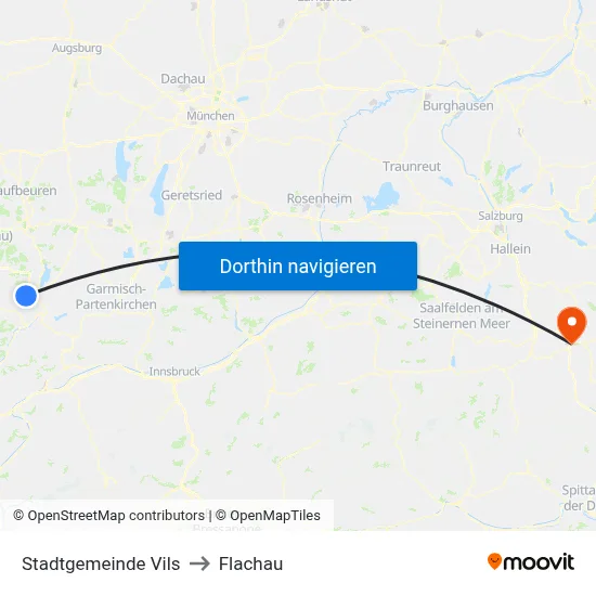 Stadtgemeinde Vils to Flachau map