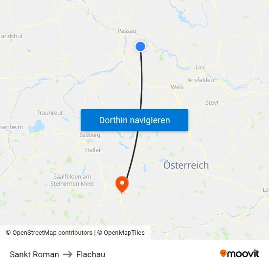 Sankt Roman to Flachau map